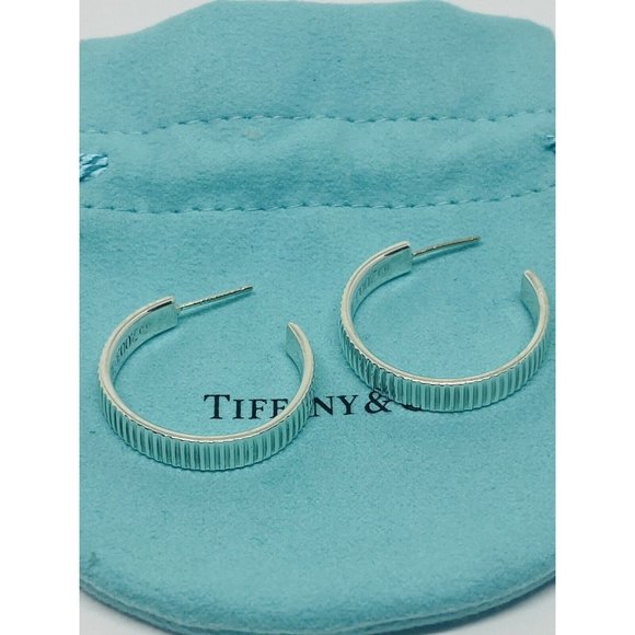 Tiffany & Co Sterling Silver 925 Coin Edge Hoops 26mm